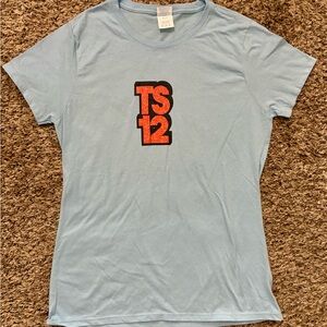 Port and Company Light Blue Tee with Orange Graphic